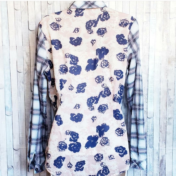 CAbi plaid and floral button down shirt - Picture 2 of 4